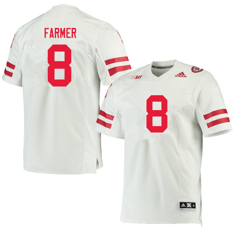 Men #8 Myles Farmer Nebraska Cornhuskers College Football Jerseys Sale-White